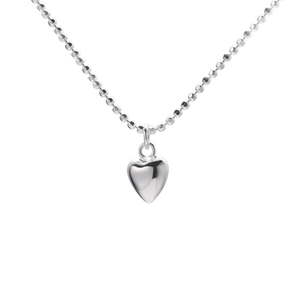 Elegant S925 sterling silver ball chain necklace with a polished heart pendant for women