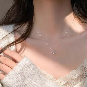 925 Sterlingsilber Süßwasserperle Halskette Für Damen Minimalistisch Zierlich Wassertropfen Perle Silberperle Anhänger Halskette