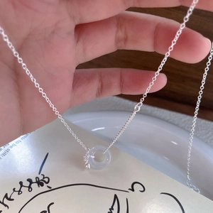 Collier tulipe S925 argent avec boucle pingan et pendentif en jade lavande femme