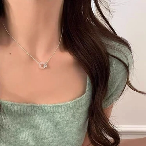Élégant collier tulipe en argent sterling S925 avec pendentif anneau rose femme