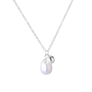 Minimalistische S925 Sterling Silber Halskette mit Naturperle und Silberperlen Anhängern