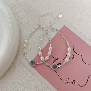 Bracelet en Argent Sterling 925 avec Perles d'Eau Douce et Aigue-Marine Fait à la Main pour Femme Bijoux en Strass Élégant