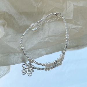 S925 Sterlingsilber Süßwasserperle Hohlblume Armband Für Damen Minimalistisch Süßer Handschmuck Elegantes Geschenk Für Den Alltag