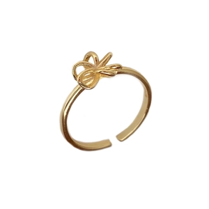 Elegant gold S925 silver open ring featuring a minimalist hollow floral bow design