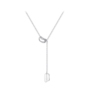 Minimalist S925 sterling silver Y-shaped necklace with lucky pendant and silver bean