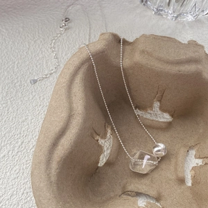Irregular crystal pendant on S925 sterling silver beaded chain for women fashion