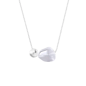 Minimalist 925 sterling silver ball chain necklace with geometric pendant and sphere