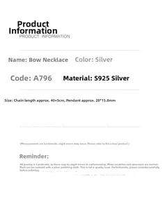 Spécifications détaillées du collier papillon en argent S925 avec chaîne de 40+5cm