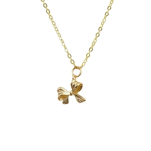 Minimalistische 925er Sterlingsilber Halskette mit goldener Schleife für Damen