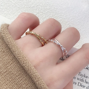Minimalist S925 sterling silver double-layer cross ring with beaded design for women