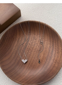 Detail of S925 sterling silver heart necklace clasp and adjustable extension chain