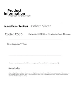 Detaillierte Spezifikationen der S925 Sterling Silber Blumenohrstecker mit schwarzem Zirkonia