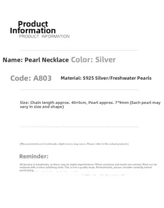 Detail specifications of S925 silver necklace with 7x9mm freshwater pearl and 40+5cm chain