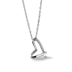 Elegante S925 Silber Herz-Halskette mit funkelnden Diamanten an minimalistischer Kette