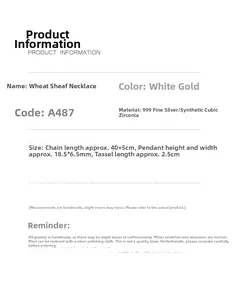 Specifications of S999 sterling silver wheat necklace with cubic zirconia dimensions