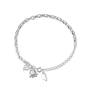 S925 sterling silver lily of the valley bracelet with lucky engraved metal tag