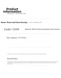 Detailed size and material specs for S999 sterling silver clover stud earrings