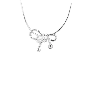 Collier nœud minimaliste en argent sterling S925 avec chaîne serpent élégante