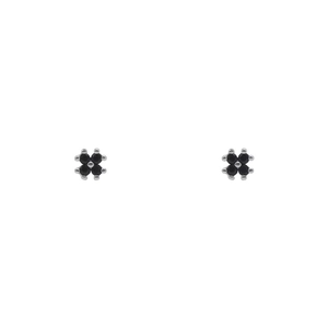 Minimalist S999 sterling silver black four-leaf clover stud earrings for women