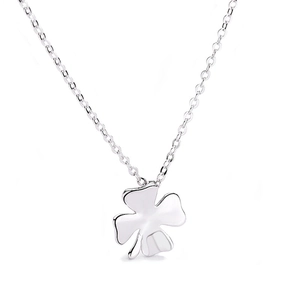 Minimalistische S925 Sterlingsilber Kleeblatt Halskette mit polierter O-Kette für Damen
