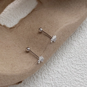 Minimalist S999 sterling silver clover screw back stud earrings with a polished finish