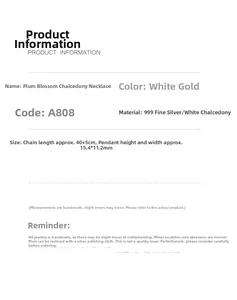 Specifiche del prodotto per collana prugna in argento S999 e calcedonio bianco