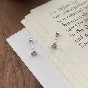 Minimalist S925 sterling silver clover stud earrings with secure screw-back ball closures