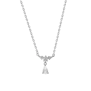 Collier en argent pur 999 avec pendentif goutte d'eau élégant et motif de fleur