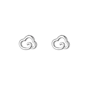 Boucles d'oreilles nuage en argent sterling S999 avec motif de tourbillon évidé