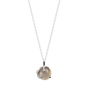 Collana in argento S999 con ciondolo in calcedonio bianco a forma di fiore di prugna