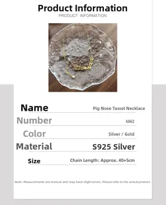 Makro-Detail der S925 Silber Schweinenase Quaste Kette mit 40+5cm verstellbaren Maßen