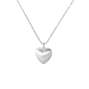 Collana a cuore in argento sterling S925 minimalista con finitura opaca spazzolata su catena