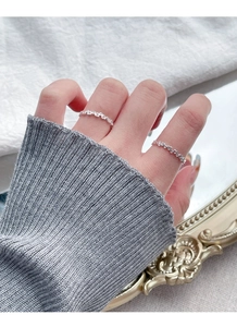 Detailed close-up of S925 sterling silver hollow heart ring on a model finger