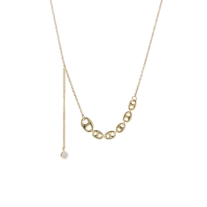 Elegante goldene S925 Silberhalskette mit Gliedern und funkelndem Zirkon-Quastenanhänger