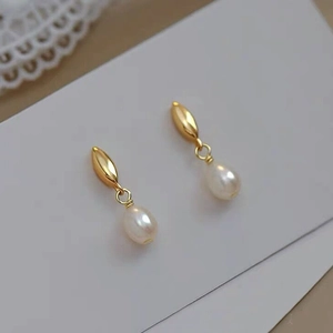Boucles d'Oreilles Pendantes en Argent Sterling S925 Perle d'Eau Douce Vintage Français Goutte d'Eau pour Femme Bijoux Luxe