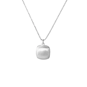 Collier minimaliste en argent sterling S925 avec pendentif carré brossé et fini mat