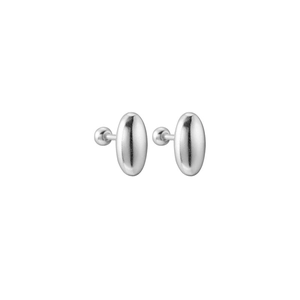 Minimalist S925 sterling silver oval stud earrings with secure screw back closure