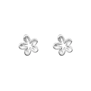 Minimalist S925 sterling silver flower stud earrings with hollow petal design and matte finish