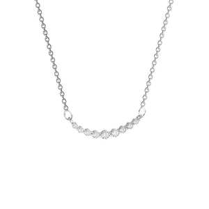 Minimalistische S925 Sterlingsilber Lächeln-Halskette mit funkelnden runden Edelsteinen