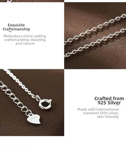 Détail d'un pendentif coeur en argent S925 avec sertissage micro-pavé et gravure de poinçon