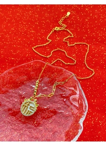 Detail der S925 Silber Drachenkette mit Fu-Anhänger und funkelnden Kristallen