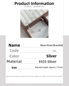 Detailed size chart of S925 silver beaded knot bracelet with 17+3cm extension chain