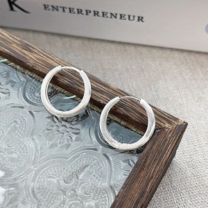 Minimalist S925 sterling silver hoop earrings with a matte brushed finish for women