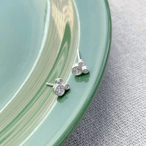 Élégantes boucles d'oreilles souris en argent S925 avec zircons brillants incrustés