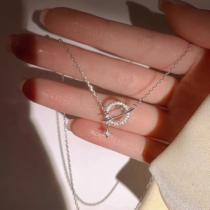 S925 Sterling Silver Planet Star Pendant Necklace Elegant Hollow Universe Zircon Clavicle Chain Minimalist Jewelry Gift For Women