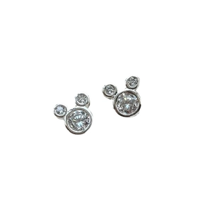 Boucles d'oreilles souris en argent S925 avec zircons cubiques style minimaliste