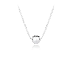 Minimalist S925 sterling silver beaded necklace with round pendant on a white background