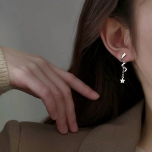 S925 Sterling Silver Rotating Star Tassel Stud Earrings Luxury Zircon Spiral Twist Dangle Earrings For Women Fashion Jewelry
