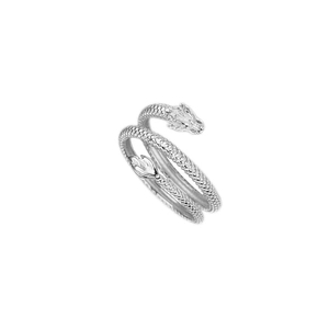 Vintage S925 sterling silver dragon wrap ring with intricate scales and coiled design