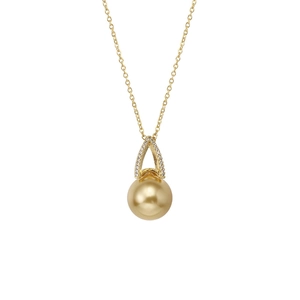 Elegant gold S925 silver necklace featuring a pearl pendant and sparkling diamond accents